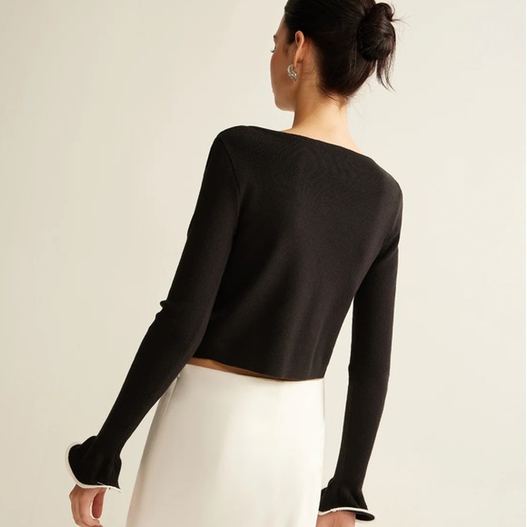 NWT Contrast Ruffle Skinny Cardigan! - Picture 6 of 13